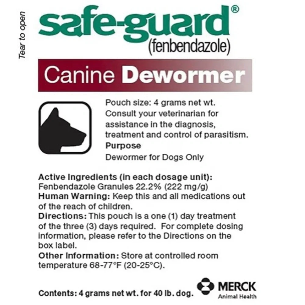 3x Safe-Guard Canine Dog Dewormer 3x4g Packets Merck EXP 1/26 New Sealed‎